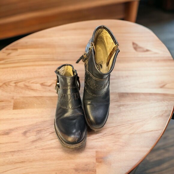 Freebird by Steven Grand Brown Leather Distressed Double Zip Ankle Size 8 - Picture 3 of 8